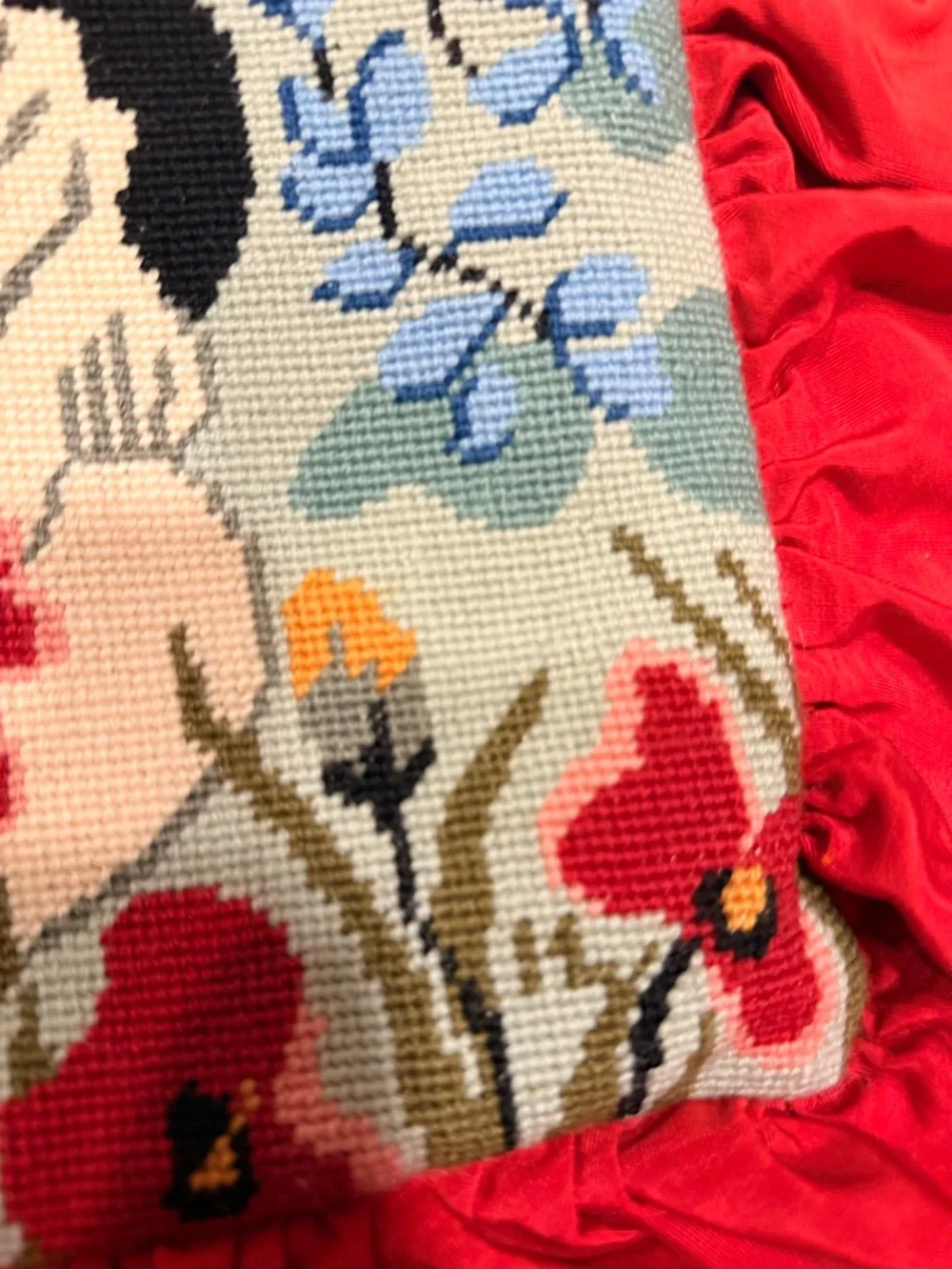 Vintage Rare FW Crafts Persian Wool Needlepoint Rooster & Hen Design Pillow